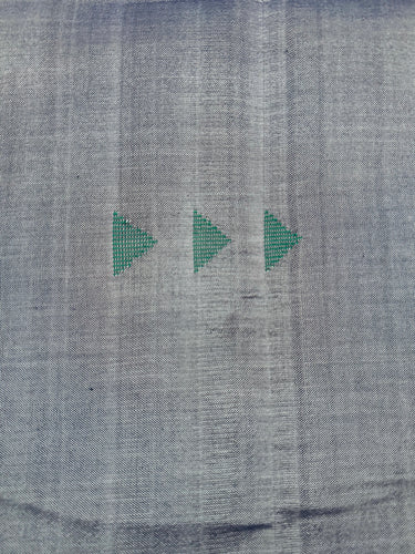 ShopNaya Exclusive | Handwoven | Pure Cotton Saree | Jamdani Weave | No Blouse | Metallic Blue Gray | Thread Work | Handloom Mark | Ships from California